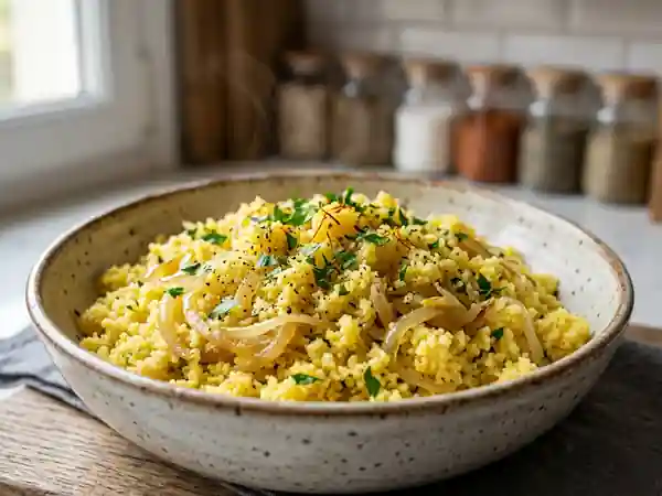 Nouilles de semoule au safran doré - Photo de présentation