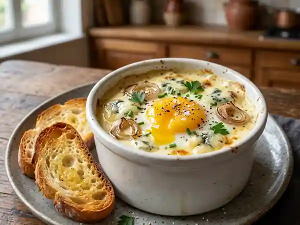 Œuf cocotte crémeux au roquefort - Photo de présentation