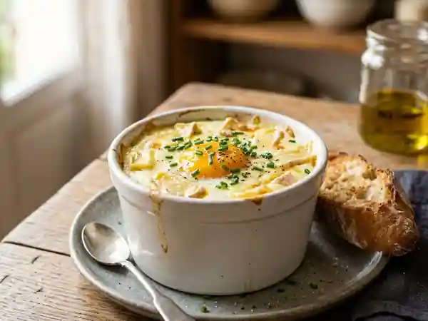 Oeuf cocotte crémeux au Saint-Nectaire fondu - Photo de présentation