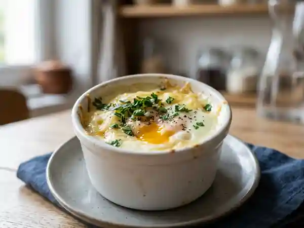 Œuf cocotte express au micro-ondes : recette rapide et savoureuse - Photo de présentation