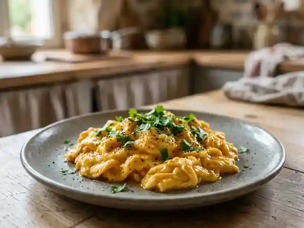Oeufs brouillés crémeux au cumin et paprika - Photo de présentation
