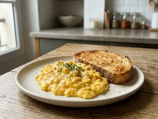 Œufs brouillés fondants à la crème - Photo de présentation