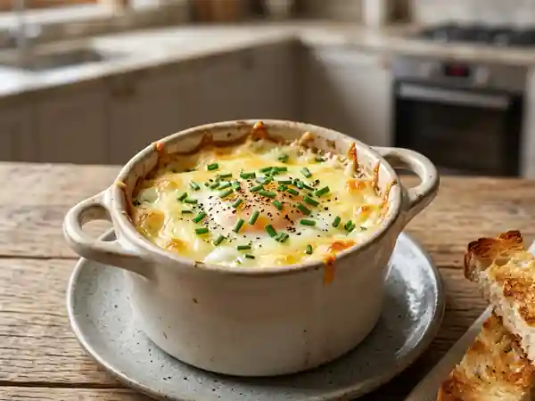 Œufs cocotte au cantal fondant : recette facile et gourmande - Photo de présentation