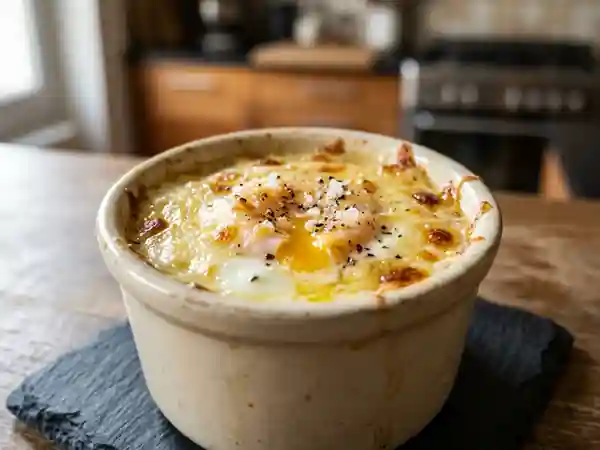 Oeufs cocotte fondants au gruyère - Photo de présentation
