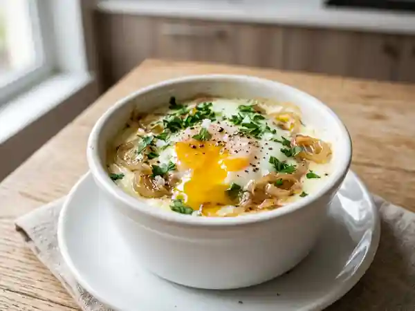 Oeufs cocotte aux échalotes fondantes : recette facile et gourmande - Photo de présentation
