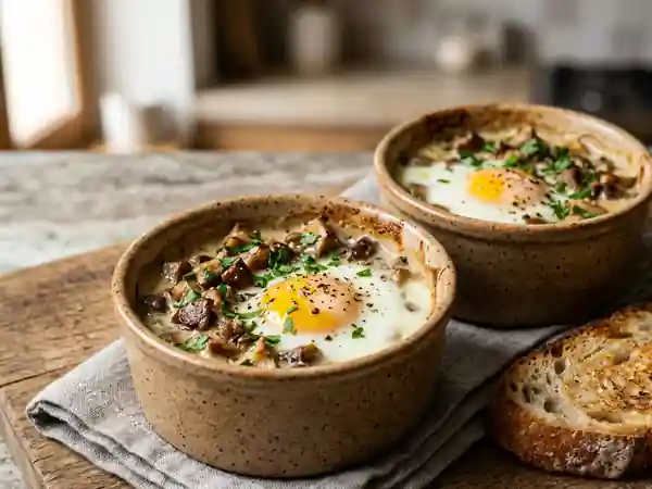 Oeufs cocottes aux cèpes : recette gourmande et facile - Photo de présentation