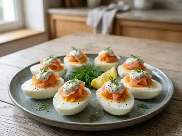 Œufs durs au saumon fumé : recette simple et gourmande - Photo de présentation