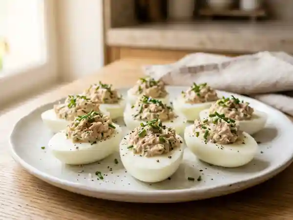 Œufs durs au thon : recette simple et savoureuse pour un repas rapide - Photo de présentation