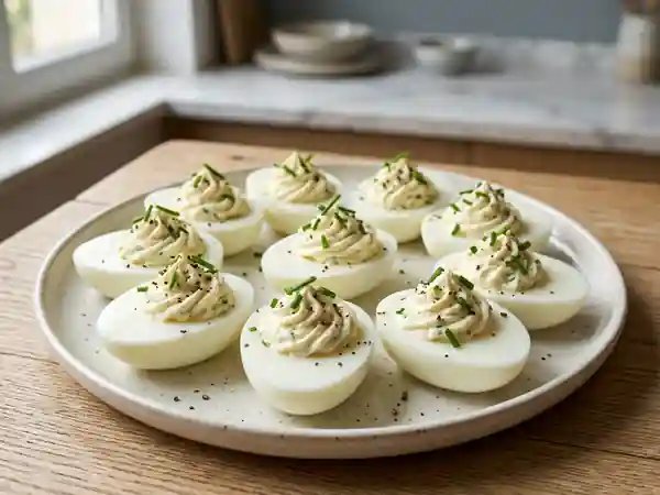 Oeufs durs farcis au fromage de chèvre : recette gourmande et facile - Photo de présentation
