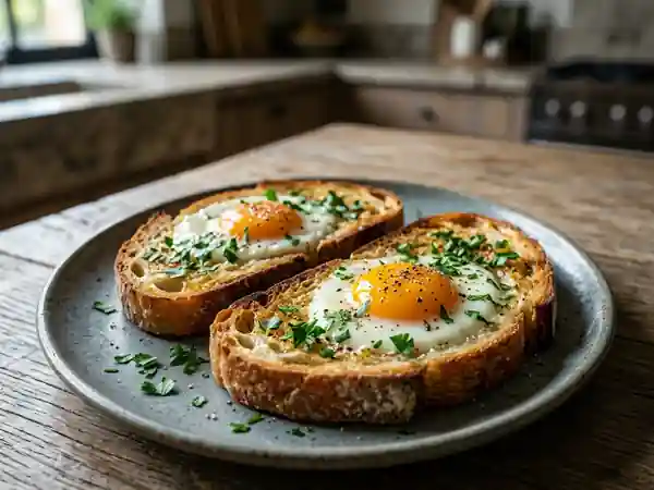 Oeufs en puits gourmands au four - Photo de présentation
