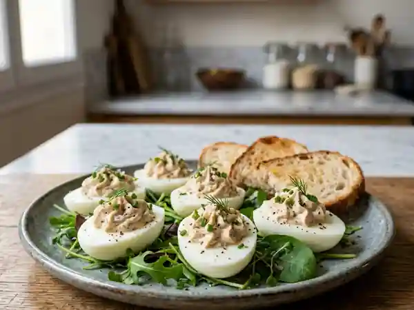 Œufs farcis à la mousse de thon citronnée - Photo de présentation