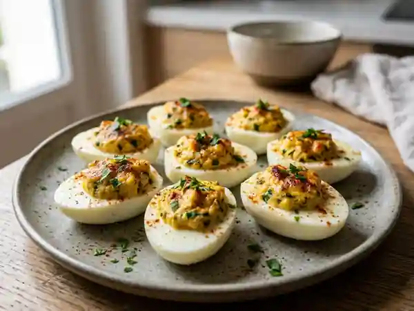 Oeufs farcis gratinés à l'ail et persil - Photo de présentation