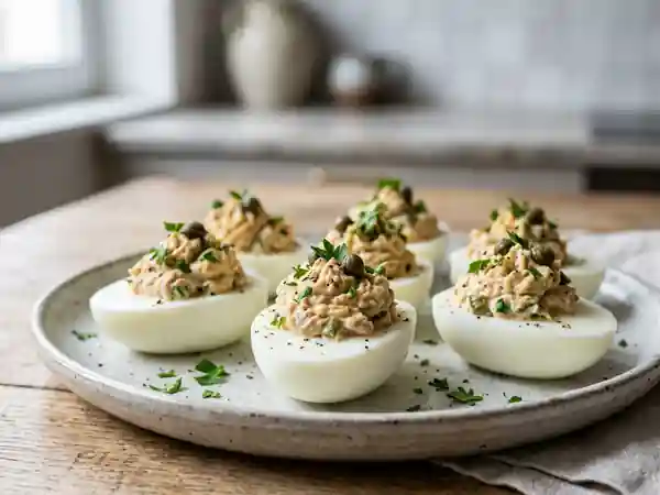 Oeufs farcis au thon : recette facile et gourmande pour un apéritif réussi - Photo de présentation