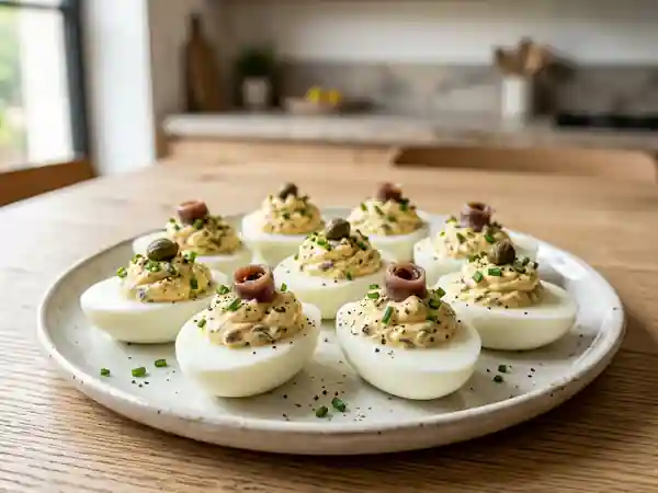 Oeufs farcis aux anchois et câpres : recette savoureuse et facile - Photo de présentation