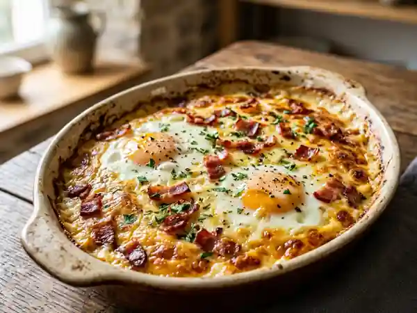 Gratin d'œufs au bacon croustillant - Photo de présentation