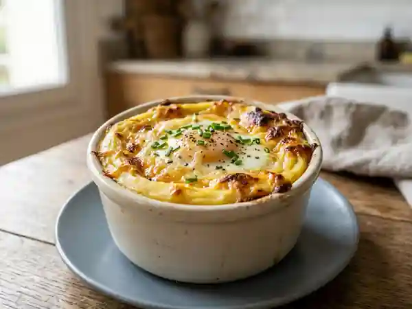 Oeufs gratinés en coque de purée fondante - Photo de présentation