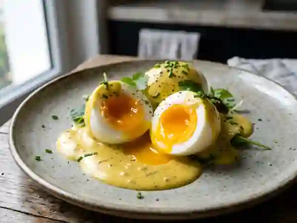 Oeufs mollets et crème onctueuse au curry - Photo de présentation