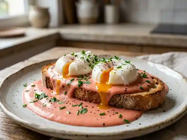 Œufs pochés à la béchamel rose : recette gourmande et facile - Photo de présentation
