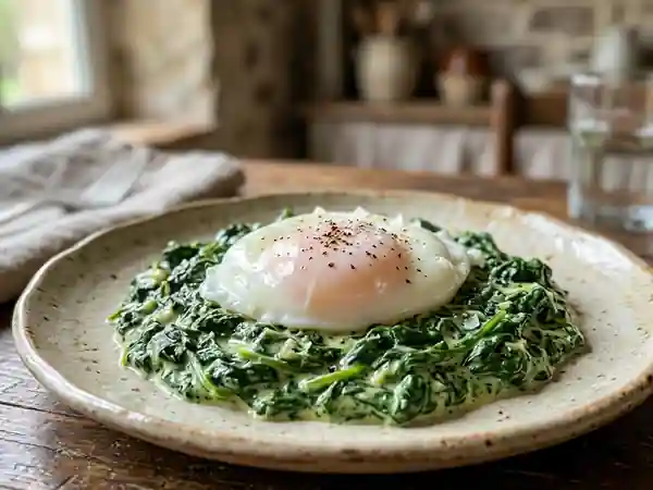 Oeufs Polack : Recette traditionnelle savoureuse aux épinards et œufs pochés - Photo de présentation
