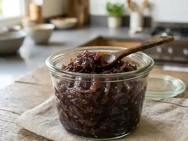 Oignons confits fondants au vinaigre rouge - Photo de présentation