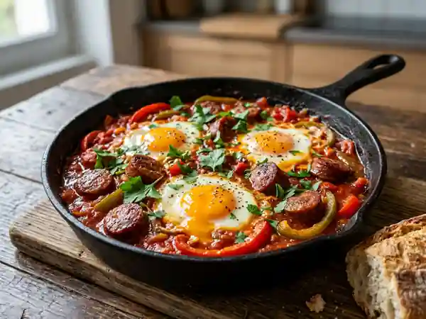 Ojja fondante aux merguez et piments doux - Photo de présentation