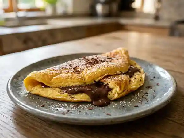 Omelette au chocolat gourmande pour dessert - Photo de présentation