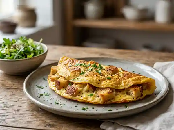 Omelette au pain doré et moelleux - Photo de présentation