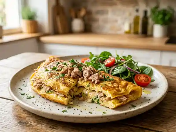 Omelette au thon fondante et persillée - Photo de présentation