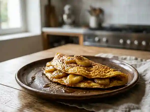 Omelette caramélisée aux bananes et rhum ambré - Photo de présentation