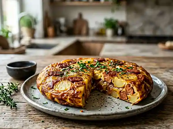 Tortilla fondante au chorizo et pommes de terre - Photo de présentation