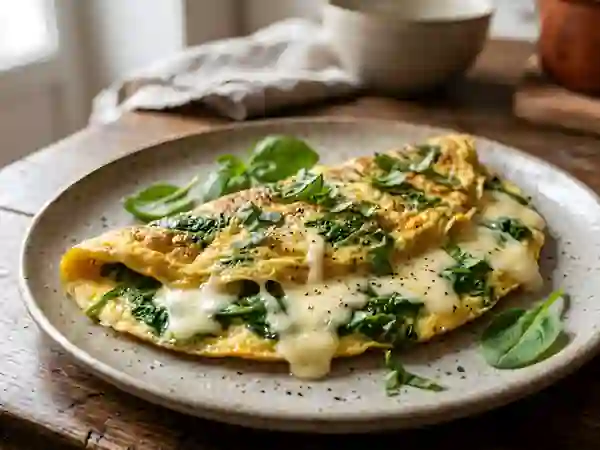 Omelette épinards et mozzarella - Photo de présentation