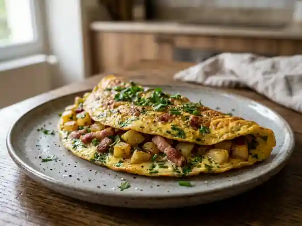 Omelette campagnarde fondante et persillée - Photo de présentation