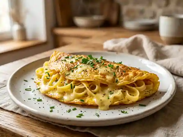 Omelette Crémeuse aux Pâtes Fraîches - Photo de présentation