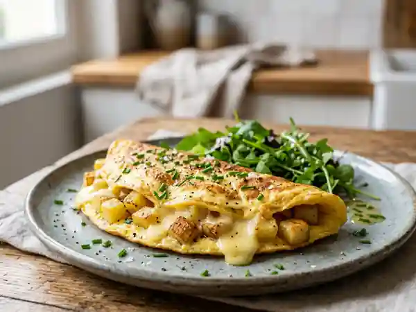Omelette gourmande aux pommes de terre et comté fondant - Photo de présentation