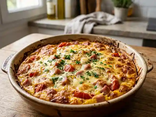 Omelette gratinée jambon-tomate fondante - Photo de présentation