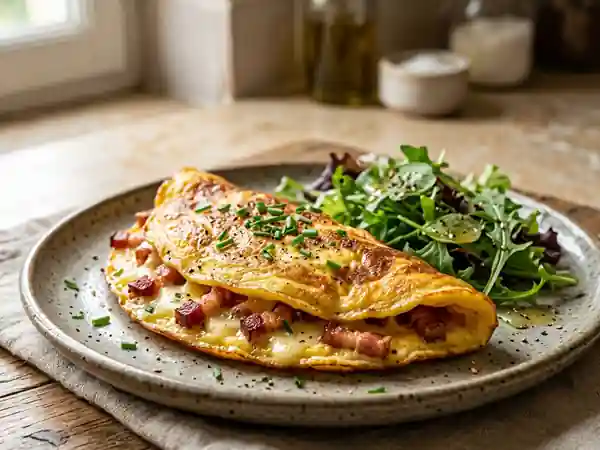 Omelette Lorraine gourmande au lard fumé - Photo de présentation