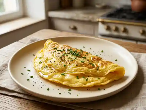 Omelette nature moelleuse et rapide pour un petit déjeuner parfait - Photo de présentation