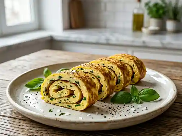 Omelette Roulée Moelleuse au Basilic Frais - Photo de présentation