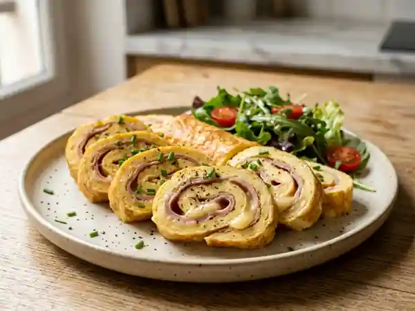 Omelette roulée en tranches savoureuse et facile - Photo de présentation