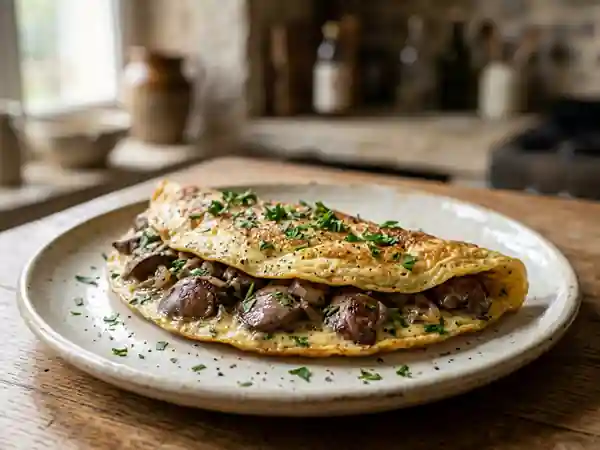 Omelette savoureuse aux foies de volaille - Photo de présentation