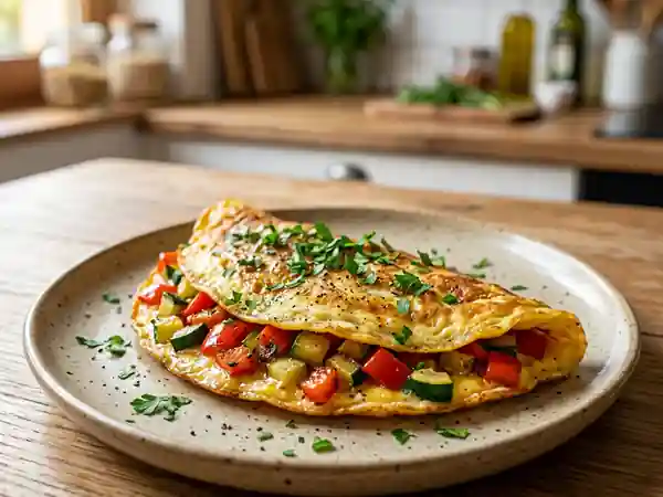 Omelette fondante aux légumes du soleil - Photo de présentation