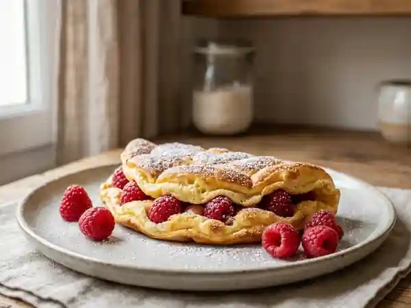Omelette soufflée aux framboises aérienne - Photo de présentation