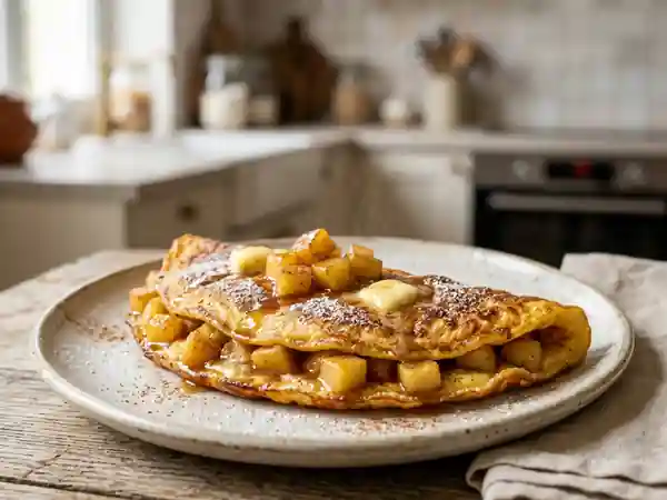 Omelette caramélisée aux pommes et cannelle - Photo de présentation