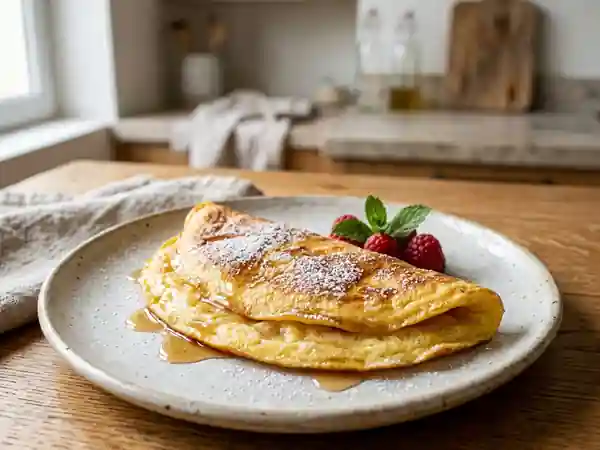 Omelette sucrée moelleuse et rapide pour un petit déjeuner gourmand - Photo de présentation