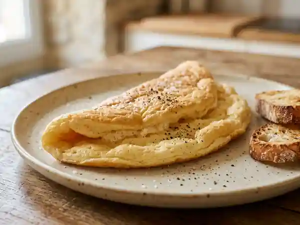Omelette traditionnelle de la mère Poulard, moelleuse et savoureuse - Photo de présentation
