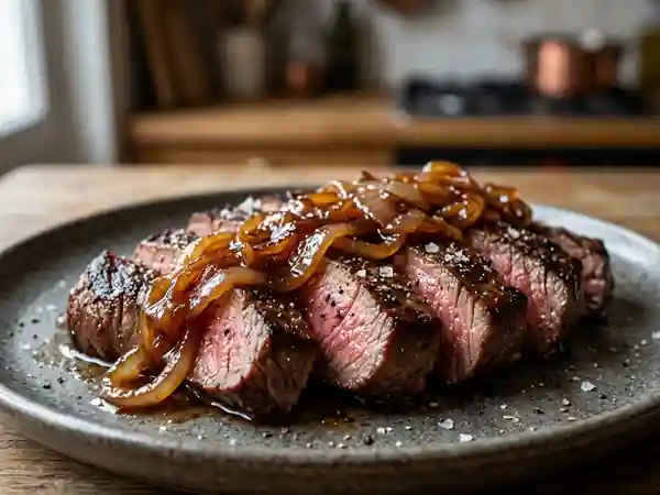 Onglet fondant et ses échalotes confites - Photo de présentation