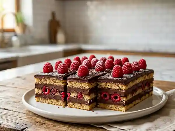 Opéra Framboise, Chocolat Noir et Biscuit Fondant - Photo de présentation