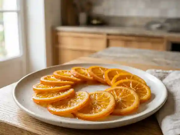 Oranges confites fondantes et translucides - Photo de présentation