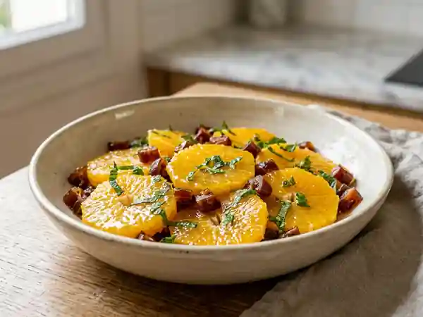 Oranges juteuses aux dattes et miel acidulé - Photo de présentation