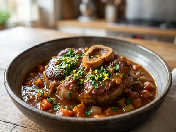 Osso Bucco de Veau Fondant aux Légumes et Sauce Tomate - Photo de présentation